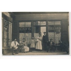 CARTE PHOTO A LOCALISER : paris(?) cafe billard, Eugene Cosnier - tres bon etat