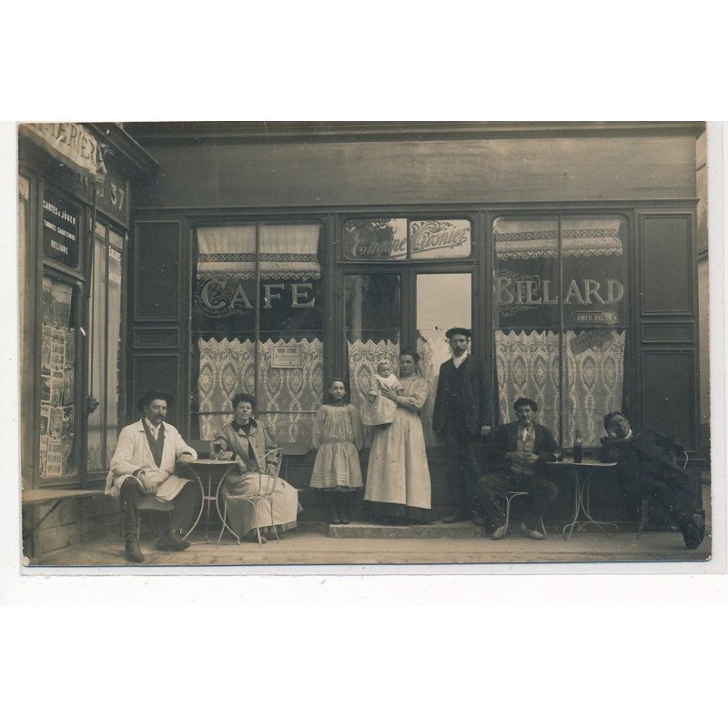 CARTE PHOTO A LOCALISER : paris(?) cafe billard, Eugene Cosnier - tres bon etat