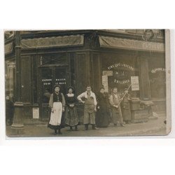 CARTE PHOTO A LOCALISER : paris(?) le maux, 2 billard vins cafe liqueurs tabac - etat