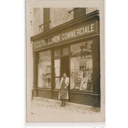 CARTE PHOTO A LOCALISER : produits de l'union commerciale, chaussures mercerie confections de travail - tres bon etat