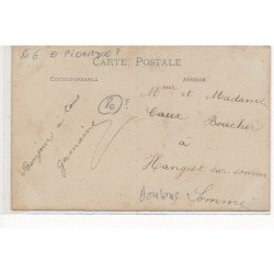 CARTE PHOTO A LOCALISER : picardie(?) cafe du marché au blé, Houziaux - tres bon etat