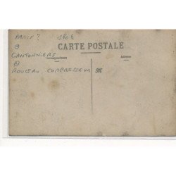 CARTE PHOTO A LOCALISER : paris(?) cantonniers, rouleau compresseur - tres bon etat