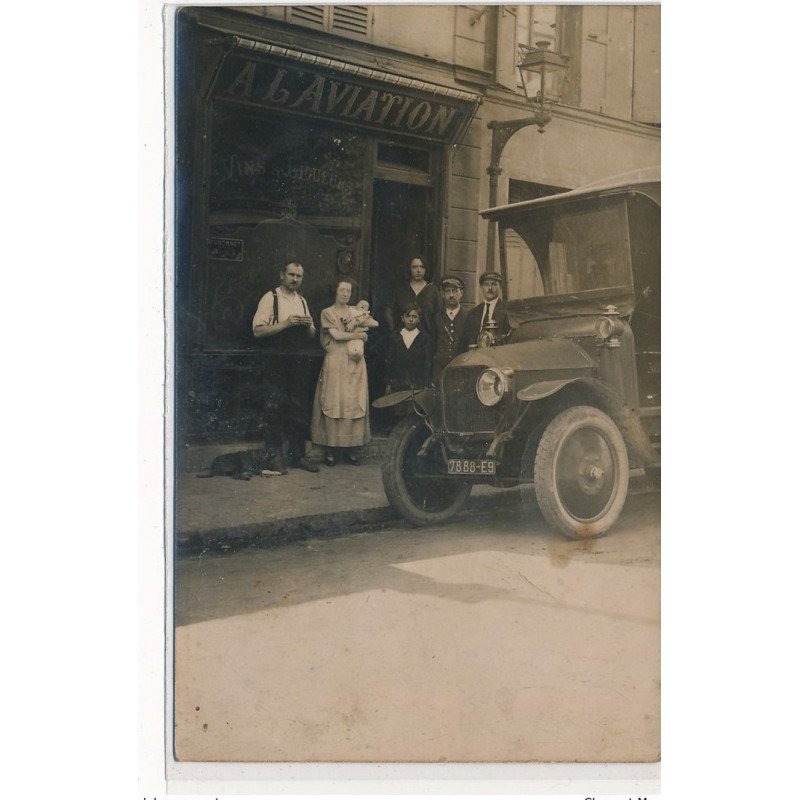 CARTE PHOTO A LOCALISER : paris(?) bar "à l'aviation" livreur de la samaritaine, camion - tres bon etat