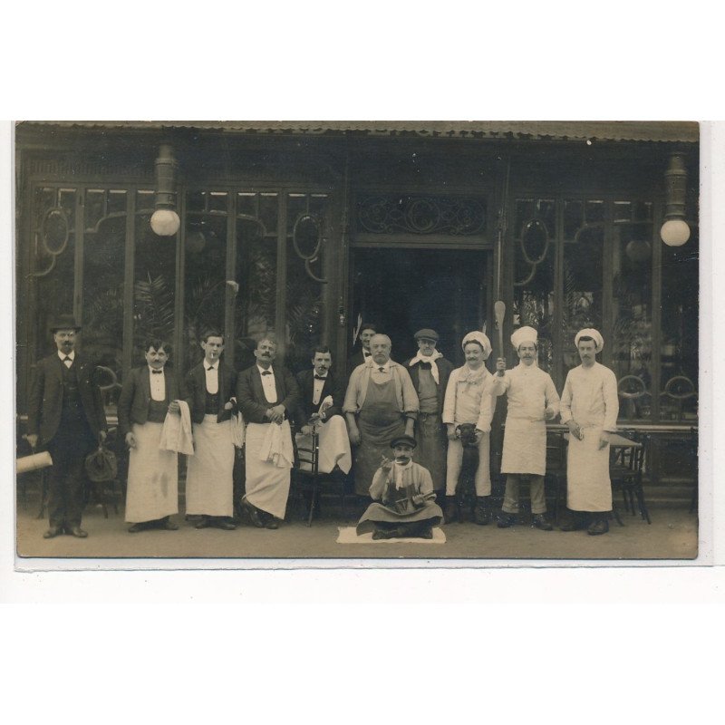 CARTE PHOTO A LOCALISER : paris(?) cuisinier, restaurant - tres bon etat