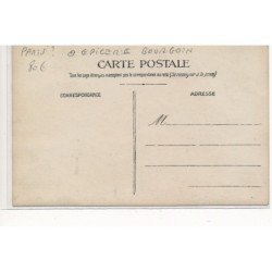 CARTE PHOTO A LOCALISER : paris(?) epicerie de choix V. Bourgoin, cacao van houten - tres bon etat