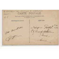 CARTE PHOTO A LOCALISER : paris(?) cachet de autun à cravant, cafe - tres bon etat