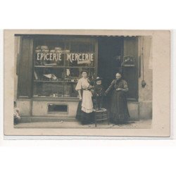 CARTE PHOTO A LOCALISER : epicerie mercerie, paris(?), Gaime - tres bon etat