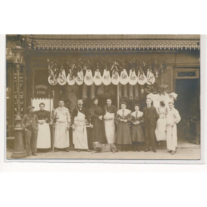 CARTE PHOTO A LOCALISER : paris(?) boucherie - tres bon etat