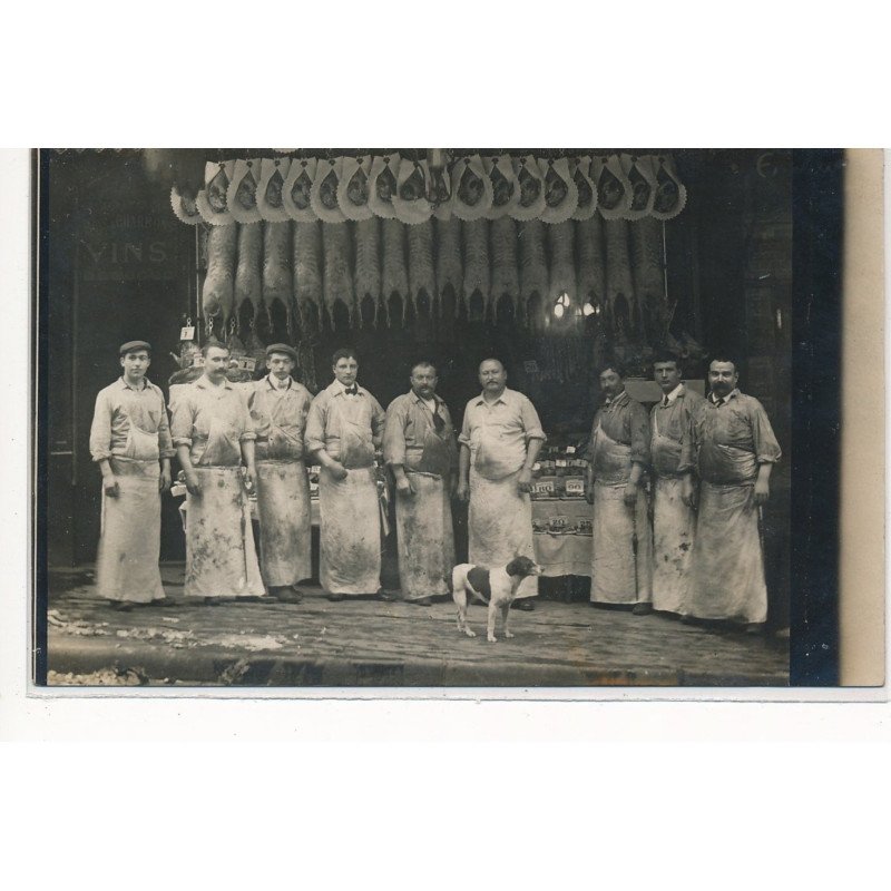 CARTE PHOTO A LOCALISER : paris(?) boucherie - etat