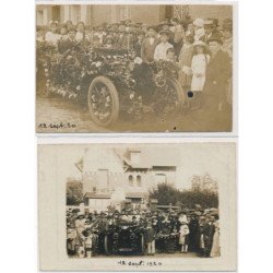 CARTE PHOTO A LOCALISER : fete, automobile 2CPA - tres bon etat