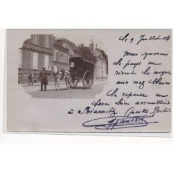 CARTE PHOTO A LOCALISER : attelage, texte, biarritz(?) - tres bon etat