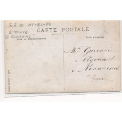 CARTE PHOTO A LOCALISER : attelage, texte, biarritz(?) - tres bon etat
