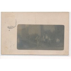 CARTE PHOTO A LOCALISER : cachet de la manche, attelage, pont - etat