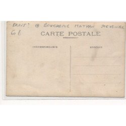 CARTE PHOTO A LOCALISER : paris(?)boucherie mathan stevenier - tres bon etat