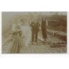 CARTE PHOTO A LOCALISER : travaux, pont, ouvriers - tres bon etat