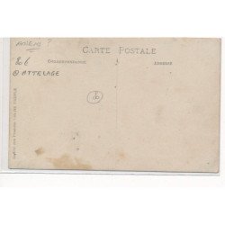 CARTE PHOTO A LOCALISER : amiens(?) attelage, boissons gazeuses - tres bon etat