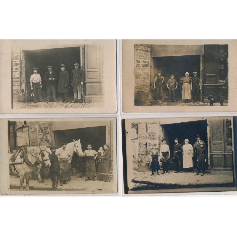 CARTE PHOTO A LOCALISER : paris(?) marechal-ferrand, affiches de cinema (lot de 5CPA) - tres bon etat