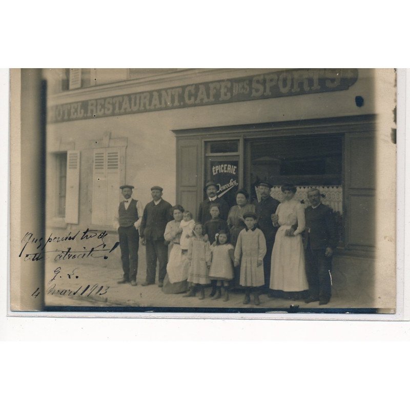 CARTE PHOTO A LOCALISER : hotel restaurant cafe sports, epicerie, desroches - tres bon etat