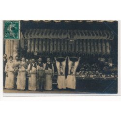 CARTE PHOTO A LOCALISER : paris(?) boucherie - tres bon etat
