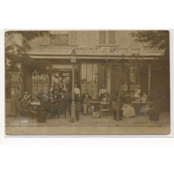 CARTE PHOTO A LOCALISER : paris(?) changement de proprietaire, reouverture 2 avril - tres bon etat