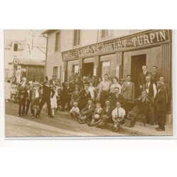 CARTE PHOTO A LOCALISER : etablissement goulet, turpin, pompe à essence - tres bon etat