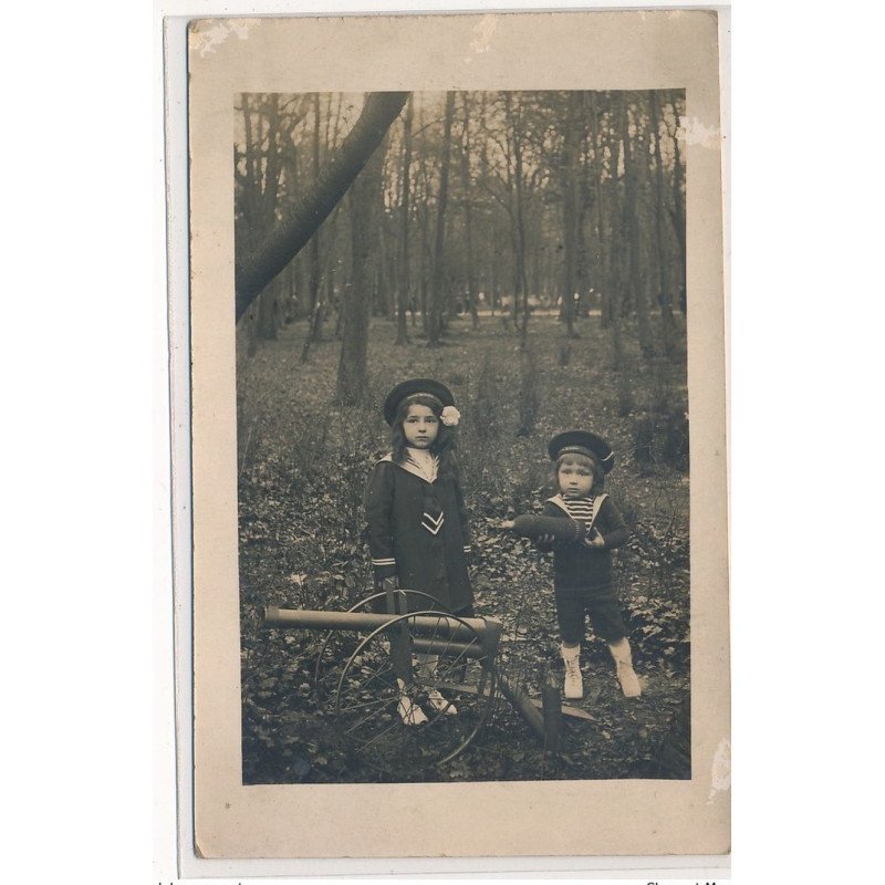 CARTE PHOTO A LOCALISER : enfants jouet canon - etat