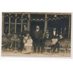 CARTE PHOTO A LOCALISER : paris(?) biere pilsen munich bock - tres bon etat
