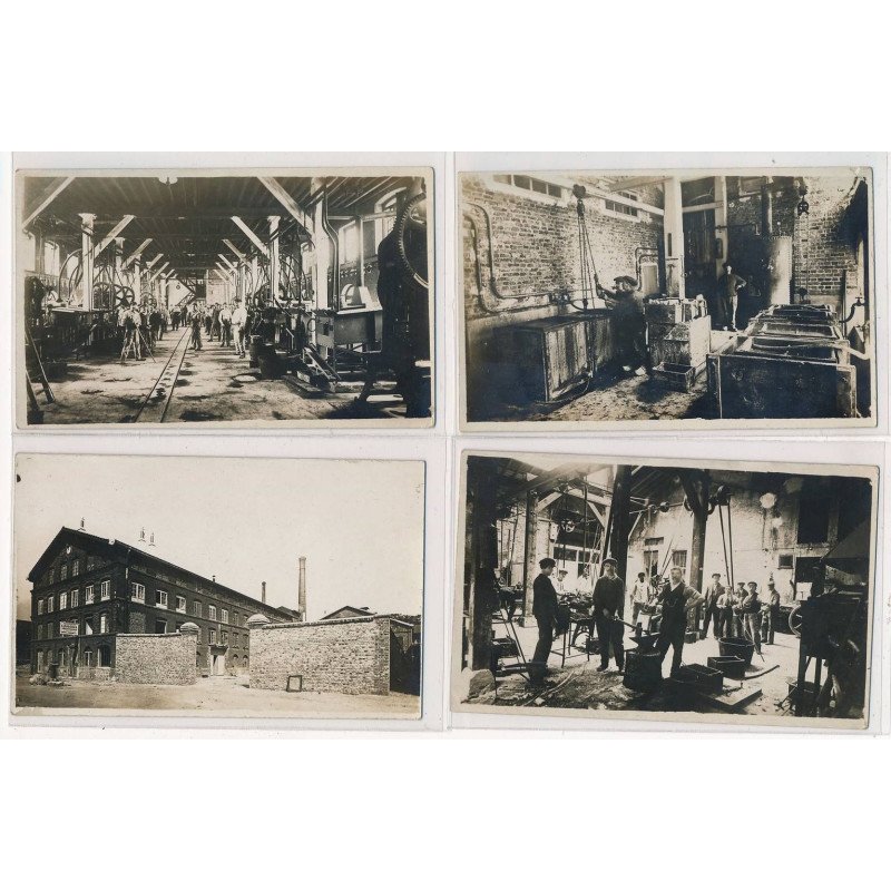 CARTE PHOTO A LOCALISER : emboutissage roucher 5cpa - tres bon etat