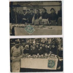 PARIS : les halles, 2CPA boucherie marteau aux halles de paris - tres bon etat