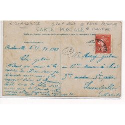 DOURDAN  : carte photo d'une fete foraine, manege - etat