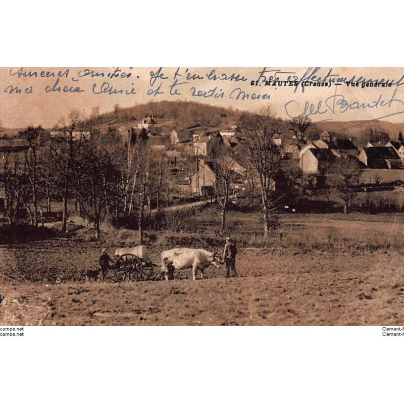 MAUTES : vue generale, attelage boeufs - tres bon etat MAUTES : vue generale, attelage boeufs - tres bon etat