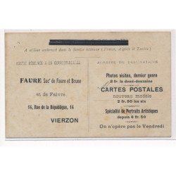 VIERZON : carte photo publicitaire de l'éditeur de cartes postales FAURE (et Brune) - très bon état