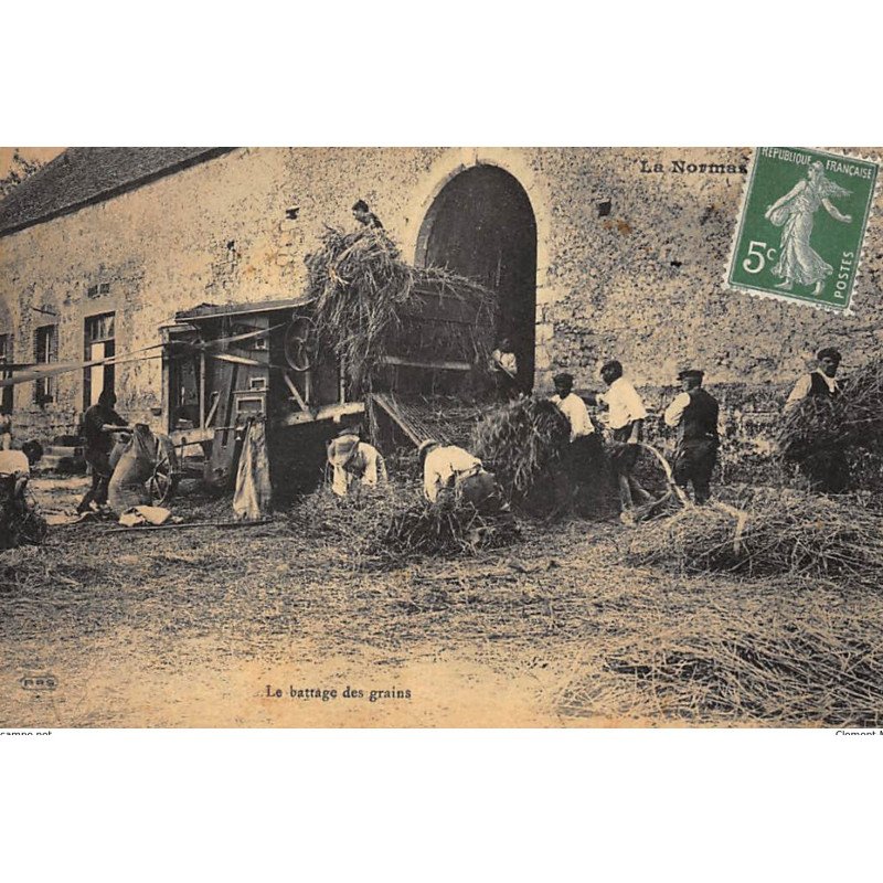 CALVADOS : le battage des grains - tres bon etat