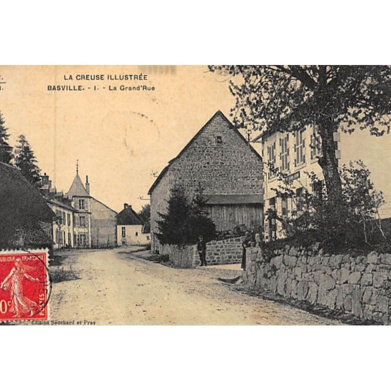 BASVILLE :  la grand'rue (La Creuse illustrée) - très bon état