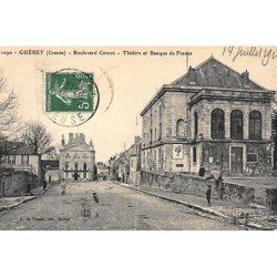 GUERET : boulevard Carnot - théâtre et banque de France -  bon état (un coin plié)