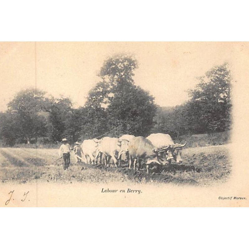 Le labour en Berry (objectif Moreux) (agriculture) - bon état (un coin légèrement plié)