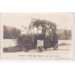 VERNON : carte photo de la fete des fleurs 1921 - très bon état