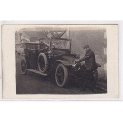 TOURS (environs) : carte photo de militaire en automobile - très bon état