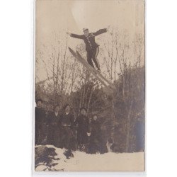 CHAMONIX : carte photo de skieurs (militaires) - très bon état