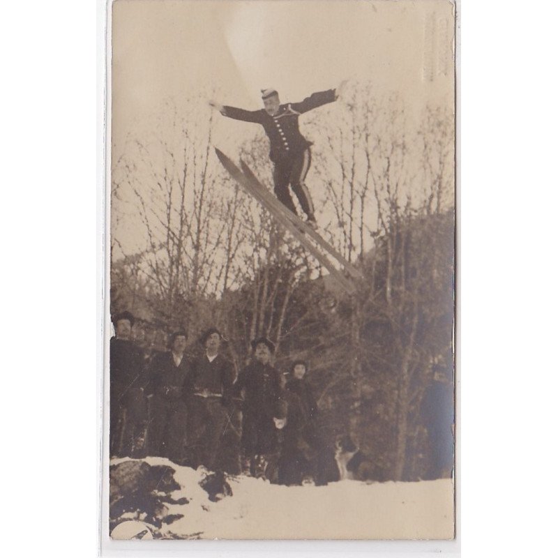 CHAMONIX : carte photo de skieurs (militaires) - très bon état