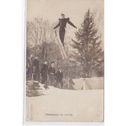 CHAMONIX : carte photo de skieurs (militaires) - très bon état