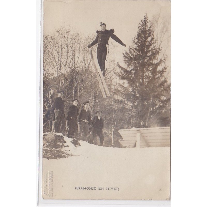 CHAMONIX : carte photo de skieurs (militaires) - très bon état