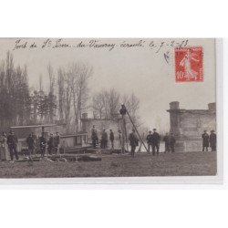 SAINT PIERRE DU VAUVRAY : carte photo du pont écroulé en 1913 - très bon état
