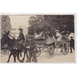 NICE : carte photo d'un attelage pendant la fête des fleurs en 1908 (chasseurs alpins) - très bon état