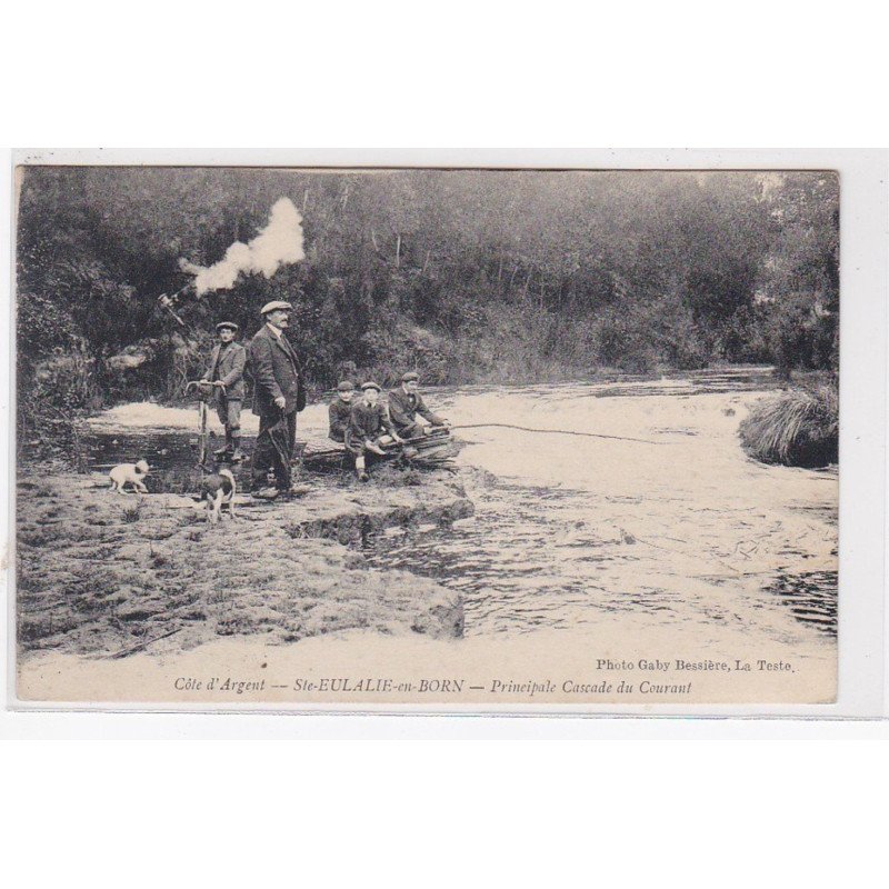 SAINT EULALIE en BORN : pecheurs et chasseurs à la principal cascade du courant - très bon état