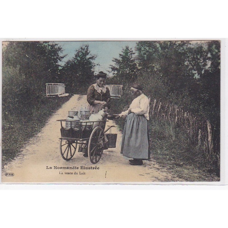 LA NORMANDIE ILLUSTREE : la vente du lait (rare en couleur) - très bon état