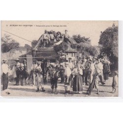 SCENE DU CENTRE : préparatifs pour le battage des blés (batteuse - agriculture) - très bon état