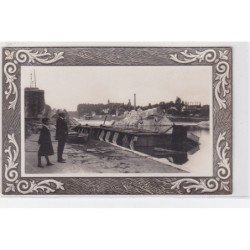 LAGNY SUR MARNE : 1914/18 - carte photo du pont de pierre (militaire - guerre) - très bon état