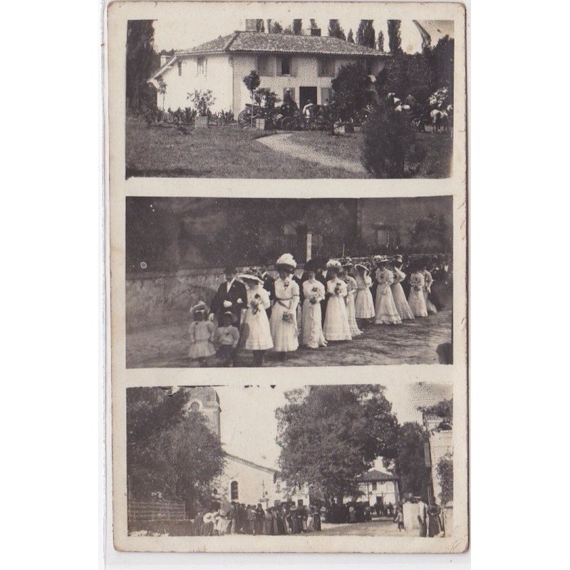 LANDES - a localiser : carte photo d'une sortie de messe - très bon état