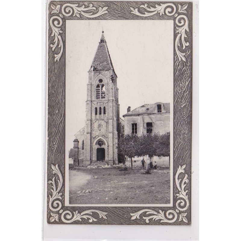 BARCY : 1914/18 - carte photo de l'église et de la mairie  (militaire - guerre) - bon état (un coin plié)